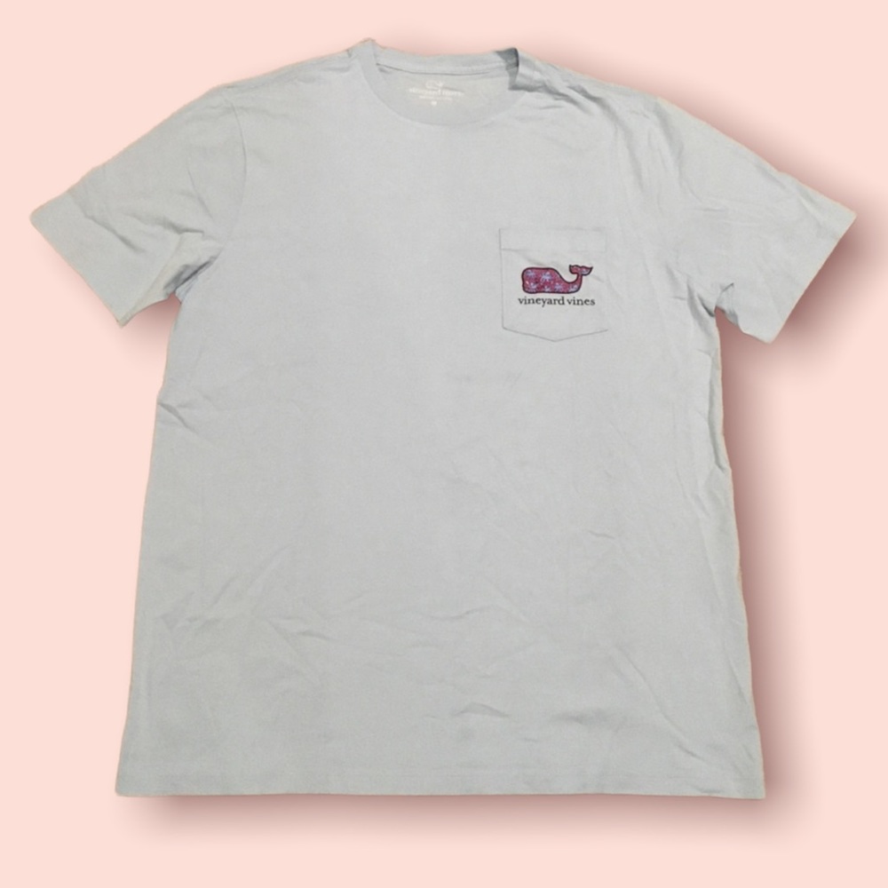 Vineyard Vines Mens Iceberg Blue Pocket Tee (Octopus Whale)